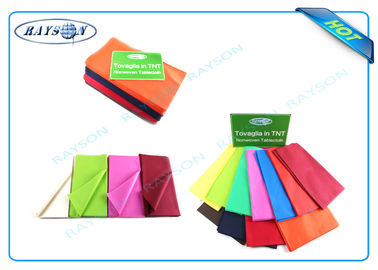 สีที่กำหนดเองและรูปแบบการพิมพ์ผ้าปูโต๊ะ Disposable ทำจาก PP Non Woven